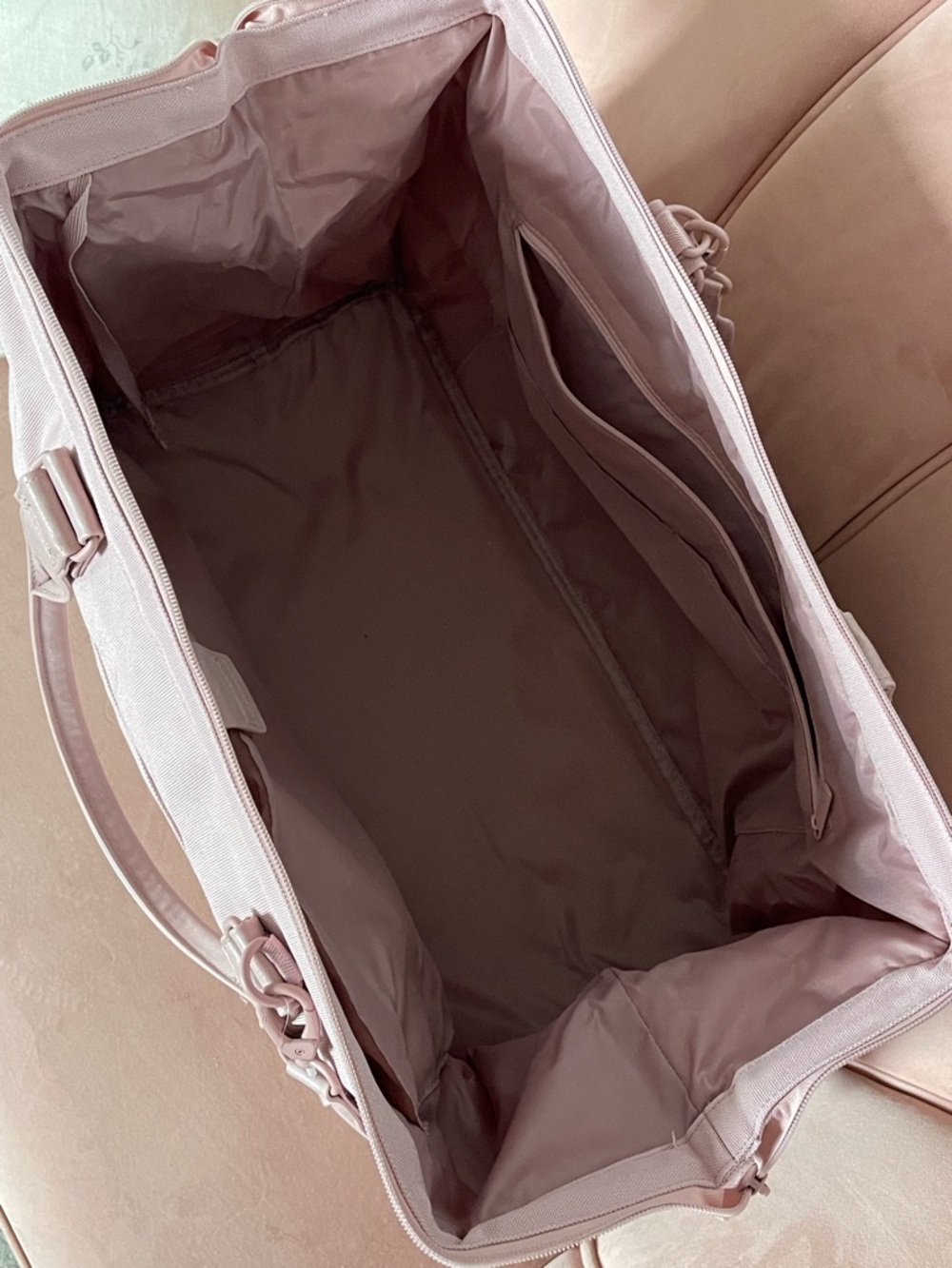 Beis The Weekeneder Bag in Atlas Pink, Blush Pink Travel Duffel Bag - Picture 4 of 5